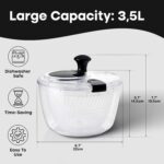 Joined Salad Spinner with Drain, Bowl, and Colander - Quick and Easy Multi-Use Lettuce Spinner, Vegetable Dryer, Fruit Washer, Pasta and Fries Spinner - 3.7 Qt - Image 4