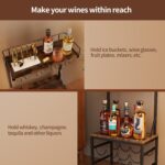 Nuovoware 3-Tier Liquor Cabinet with Wine Rack, Freestanding Liquor Stand with 8-Bottle for Mini Bar, Versatile Wine Rack Freestanding Floor with Tabletop and 8 Glass Holders, Black+Retro Brown - Image 5