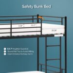 VINGLI Bunk Bed Twin Over Twin for Kids, Teens & Adults Bunk Bed with Stairs & Flat Rungs, Heavy Duty Metal Slats, No Box Spring Needed, Black - Image 5