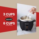 Elite Gourmet ERC003B Electric Rice Cooker with Automatic Keep Warm Makes Soups, Stews, Grains, Hot Cereals, 6 Cups Cooked (3 Cups Uncooked), Black - Image 7