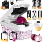 Professional 12-in-1 Vegetable Chopper with 7 Stainless Steel Blades - Multifunctional Food Chopper for Dicing/Slicing Carrots, Potatoes, Onions, Garlic - Heavy Duty, BPA Free Kitchen Gadget (White) - Image 2