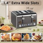 SEEDEEM 4 Slice Stainless Toaster with LCD Display, 7 Shade Settings, Wide Slots, Bagel/Defrost/Reheat Functions, Removable Crumb Tray, 1800W - Image 3