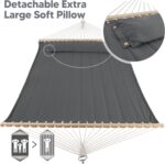 SUNCREAT Portable Tree Hammock with Hardwood Spreader Bar, Extra Large Soft Pillow, Heavy Duty 2 Person Hammock for Indoor, Outdoor, Gray - Image 4