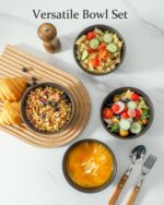 Cereal Bowls, 24 oz Soup Bowls Set of 4, Ceramic Bowls Set for Salad, Fruit, Breakfast, Dessert, Stoneware Bowls for Kitchen, Dishwasher & Microwave Safe, Matte Black - Image 4