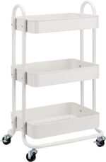 Amazon Basics 3-Tier Rolling Utility or Kitchen Cart, Lockable Wheels, Multifunctional Storage, White - Image 2
