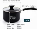 Cook N Home Nonstick Sauce Pan with Glass Lid 2-Qt, Multi-purpose Pot Saucepan Kitchenware, Black, Aluminum - Image 3