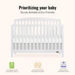 Dream On Me JPMA & Greenguard Gold Certified Odelle 5 in 1 Convertible Crib in White, Built of Sustainable Pinewood, 3 Mattress Height Settings, Non-Toxic Water-Based Paint Finish - Image 5