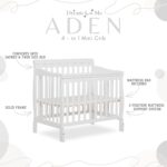 Dream On Me Aden 4-in-1 Convertible Mini Baby Crib in White, GreenGuard Gold & JPMA, Sustainable Pinewood, Non-Toxic Finish, 3-Levels, Converts to Mini Day & Twin-Size Bed (Rail Sold Separately) - Image 6