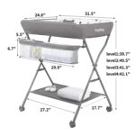 Baby Changing Table with Wheels, Maydolly Portable Adjustable Height Folding Diaper Station with Nursery Organizer & Storage Rack for Newborn Baby and Infant (Light Grey) - Image 9