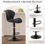 COLAMY Bar Stools Set of 4, Modern Swivel Bar Chairs, Adjustable Faux Leather Upholstered Barstools Counter Height with High Backrest for Bar, Kitchen Island, Dining Room, Black - Image 5