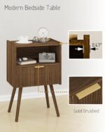 Nightstand,Modern Bedside Table with Storage Drawer and Open Wood Shelf, for Living Room, Bedroom and Small Spaces, Accent Night Stand with Solid Wood Legs, Easy Assembly,Walnut Brown - Image 7