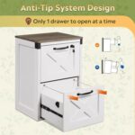 DEVAISE 2 Drawer File Cabinet with Lock, Wood Farmhouse Filing Cabinet for Home Office, Printer Stand Fits Letter and A4 Size, White - Image 8