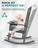 Ciokea Outdoor Rocking Chair, Gray HDPE Rocking Chairs for Outside, All-Weather Comfortable Patio Rockers for Front Porch Deck Balcony - Image 7