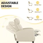 Yaheetech Recliner Chair PU Leather Recliner Sofa Home Theater Seating Adjustable Modern Single Reclining Chair Sofa with Pocket Spring Living Room Bedroom Beige - Image 5
