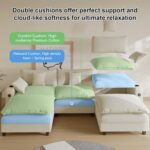 Modular Sectional Sofa, Cloud Couch with Ottoman, Charging Station, Throw Pillows, Cup Holders, Modern Convertible U Shaped Couches for Living Room, Bedroom and Apartment (White, 116"- U Shape) - Image 4