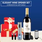 Electric Wine Opener Gift Set, Automatic Electric Wine Bottle Corkscrew Opener Rechargeable with Foil Cutter, Automatic Aerator, 2 Vacuum Stoppers for Home Bar Outdoor Parties, Stainless Steel - Image 3