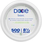 Dixie Basic 8.5 Inch Light-Weight Paper Plates By GP PRO, White, 500 Count (125 Disposable Plates Per Pack, 4 Packs Per Case), DBP09W - Image 2