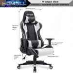 Homall Gaming Chair, Office Chair High Back Computer Chair Leather Desk Chair Racing Executive Ergonomic Adjustable Swivel Task Chair with Headrest and Lumbar Support (White) - Image 4