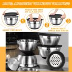 Umite Chef Mixing Bowls with Airtight Lids, 26Pcs Stainless Steel Bowls Set, 3 Grater Attachments & Black Non-Slip Bottoms Size 7, 4, 2.5, 2.0,1.5, 1QT, Great for Mixing & Serving - Image 7