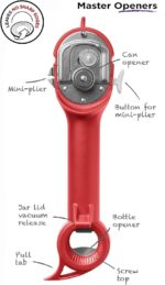 Kuhn Rikon Auto Safety Master Opener for Cans, Bottles and Jars, 9 x 2.75 inches, Red - Image 4