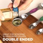 Pack of 8 Stainless Steel Magnetic Measuring Spoons Set, Dual Sided, Stackable, Adjustable Teaspoon and Tablespoon Measure Spoon with Leveler, Kitchen Gadgets - Image 6