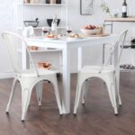Furmax Metal Dining Chair Indoor Outdoor Use Stackable Chic Side Classic Trattoria Metal Chairs Set of 4 for Kitchen, Dining Room, Bistro and Cafe (Distressed White) - Image 7
