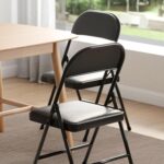 Nazhura 4 Pack Folding Chairs with Padded Cushion and Back, Khaki Metal Chairs with Comfortable Cushion and Durable Steel Frame for Home and Office, for Indoor and Outdoor Events (Black, 4 Pack) - Image 9