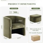 COLAMY Upholstered Velvet Barrel Accent Chair with Storage Ottoman, Morden Living Room Chair with Lounge Seat for Bedroom/Reading Spaces, Green - Image 3