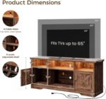 Casaottima TV Stand for 65 Inch TV, Farmhouse Entertainment Center with Power Outlet & LED Light and Storage Cabinets, Console Table and Media Furniture for Living Room Bedroom, Walnut - Image 4