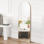 OLIXIS Arched Full Length Mirror 59"x16" for Bedroom, Full Body Mirror with Stand, Hanging or Leaning for Wall, Aluminum Alloy Thin Frame Floor Standing for Living Room, Tall, Gold - Image 2