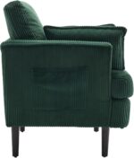 Karl home Modern Accent Chair, Corduroy Upholstered Armchair with 2 Pillow & Side Pocket, Sofa Barrel Chair with Solid Legs, Comfy Reading Chair for Living Room, Bedroom, Office, (Dark Green) - Image 5