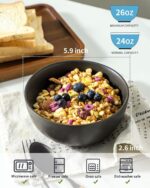 Cereal Bowls, 24 oz Soup Bowls Set of 4, Ceramic Bowls Set for Salad, Fruit, Breakfast, Dessert, Stoneware Bowls for Kitchen, Dishwasher & Microwave Safe, Matte Black - Image 3