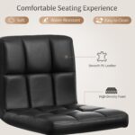 BestOffice Bar Stools Set of 2, Adjustable PU Leather Swivel Barstools, Modern Counter Stools with Back and Footrest, Counter Height Barstools for Bar, Kitchen and Dining Room - Image 7