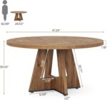 Tribesigns Farmhouse Dining Table, 47 Inch Round Dinner Table for 4, Rustic Round Dining Room Table for Home Dining Room Living Room (Wood) - Image 3