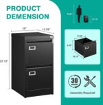 SISESOL 2 Drawer File Cabinet with Lock,Narrow Vertical Filing Cabinet,Under Desk File Cabinets,Black Metal File Cabinets for Home Office,Fit Letter Size,Files Folder,Easy Assemble - Image 4