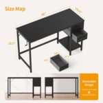CubiCubi Computer Desk with 2 Drawers, 40 Inch Small Home Office Desk Study Writing Table, Modern Black - Image 4