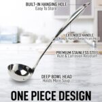 Zulay Kitchen Stainless Steel Cooking Utensil - Stainless Steel Kitchen Utensil, Durable Kitchen Gadgets, Metal Kitchen Accessories, Easy to Clean Kitchen Tools - 13 inch Soup Ladle - Image 3