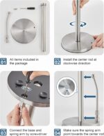 SMARTAKE Paper Towel Holder, Paper Towel Dispenser Standing Weighted Base Non Slip, Spring Arm for Easy Tear, Stainless Steel Paper Towel Holder for Home Kitchen Countertop Tabletop, Silver - Image 7