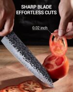 8 Inch Japanese Knife, Hand Forged 5 Layers High Carbon 9CR18MOV Steel Rosewood Handle Chef Knife, Ultra Sharp Durable Professional Kitchen Knife, A Thoughtful Birthday Gifts for Mom/Dad - Image 7