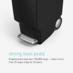 simplehuman 40 Liter / 10.6 Gallon Slim Kitchen Step Trash Can With Secure Slide Lock, Black Plastic - Image 5