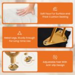 Sweetcrispy Vanity Stool Chair with Storage, 18.9”H x 16”L x 12.2”W Ottoman Chair Faux Fur Soft Padded Makeup Footstools Seat with 4 Metal Legs Anti-Slip Adjustable Feet for Make Up, White - Image 6