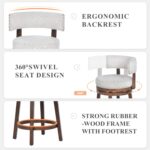 COLAMY Swivel Bar Stool Set of 2, Modern Swivel Barstool with Back, Counter Height Bar Stools, 25 Inch Upholstered Wood Barstool for Kitchen Island Dining Room Bar, Beige - Image 5