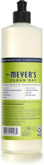 MRS. MEYER'S CLEAN DAY Liquid Dish Soap, Biodegradable Formula, Lemon Verbena, 16 fl. oz - Pack of 3 - Image 3