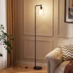 Industrial Floor Lamp with Glass Shade - Black, LED Bulbs, Foot Pedal Switch, Easy Assembly - Image 8