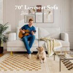 Loveseat Sofa Couch for Living Room with USB Type C Ports – Beige Upholstered 70" Small Couches for Bedroom, Office or Apartment–Modern 2-Seater Deep Seating with Soft Cushions & Sturdy Frame - Image 7