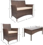 Devoko 4 Pieces Outdoor Patio Furniture Set, PE Rattan Wicker Chairs Balcony Lawn Porch Patio Furniture Sets with Beige Cushion and Table (Brown) - Image 10
