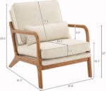 Bonnlo Fine Beige Accent Chairs Set of 2, Upholstered Mid Century Modern Lounge Fabric Chairs Reading Chairs Side Sitting Chair Solid Wood Farmhouse Armchairs for Living Room, Bedroom, Guest Room - Image 3