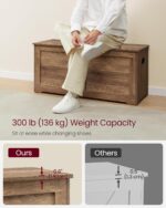 VASAGLE Storage Chest, Storage Bench with 2 Safety Hinges, Farmhouse Style, 15.7 x 39.4 x 18.1 Inches, for Entryway, Bedroom, Living Room, Honey Brown ULSB061K01 - Image 8