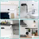 Paper Towel Holder, Self Adhesive or Drilling Paper Towel Holder Under Cabinet, Stainless Steel Black Paper Towel Holders Wall Mount for Kitchen, Bathroom, Sink, Pantry, Fridge - Image 3