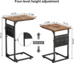 Fixwal C Shaped End Table Adjustable Height Side Table for Couch, TV Tray with Storage Bag Slide Under Sofa Small Tables for Living Room, Bedroom & Office, Rustic Brown - Image 4
